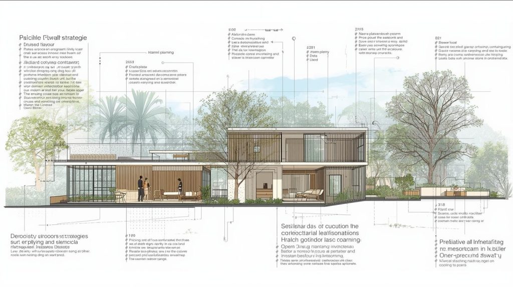 Geoffrey Bawa architectural diagram illustrating passive cooling and indoor-outdoor integration