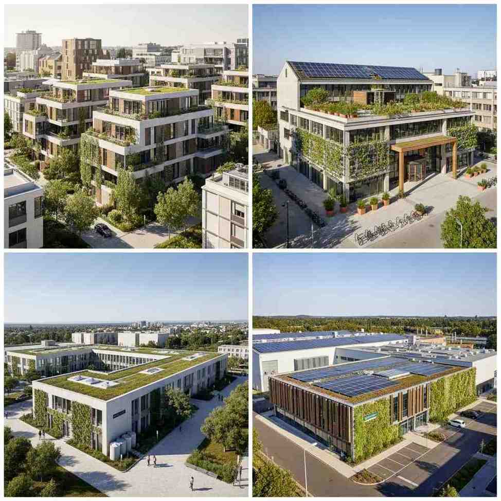 Modern building designed with Egyptian-inspired columns and pyramid shapes