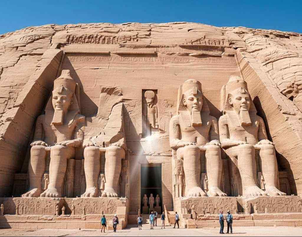 Abu Simbel temples with colossal statues of Ramses II