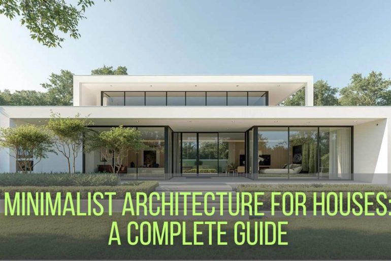 Minimalist Architecture for Houses: Minimalist house exterior with clean lines, large windows, and landscaped garden