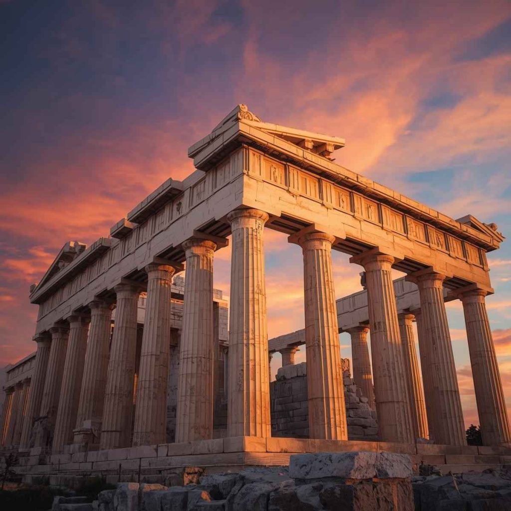 The Parthenon in Athens at sunset