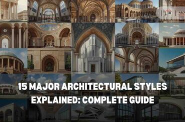 A collage showcasing classical, gothic, renaissance, modern, tropical and high-tech architectural styles blended in one visual.