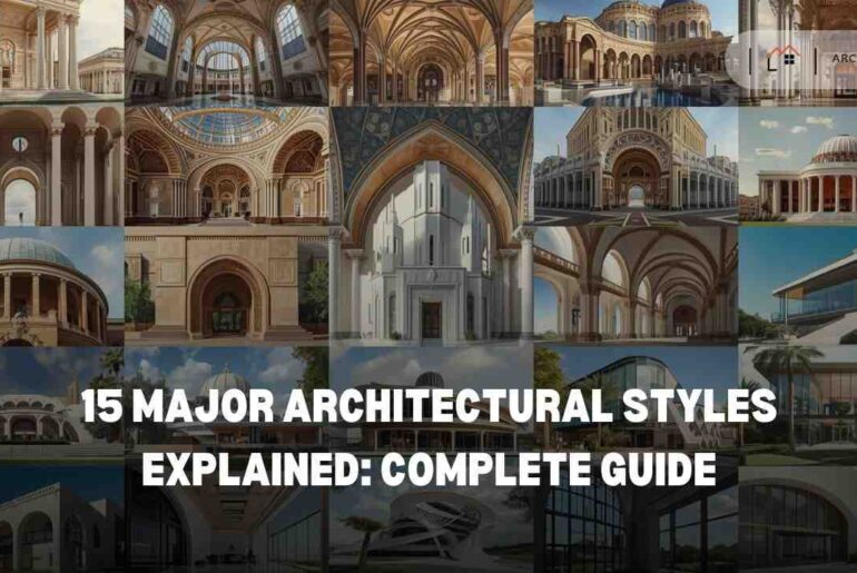 A collage showcasing classical, gothic, renaissance, modern, tropical and high-tech architectural styles blended in one visual.