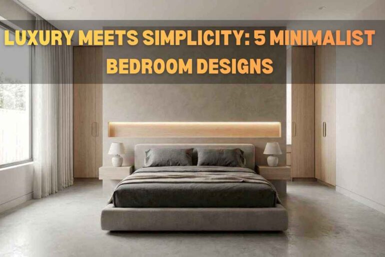 Contemporary minimalist master bedroom with clean lines, integrated lighting, and a balanced modern interior design.